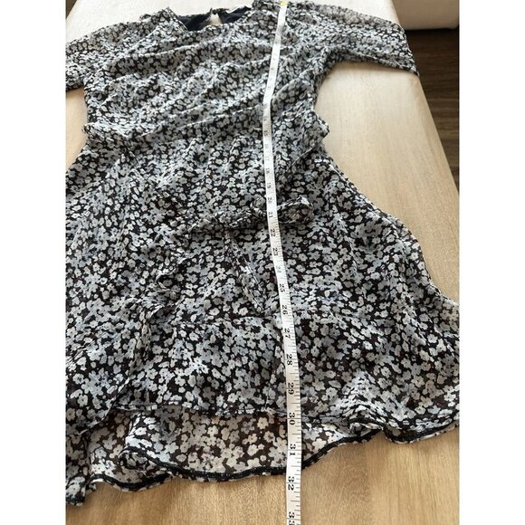 Abercrombie Blue Black Floral Long Sleeve Mini Wrap Dress Size Small - Picture 5 of 7